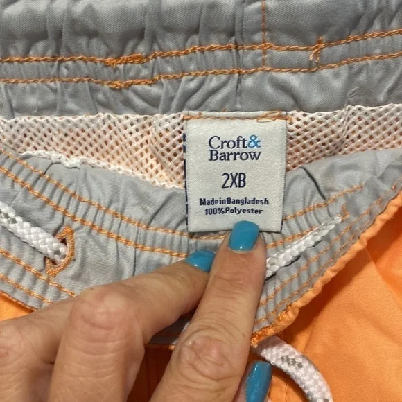 NWT Mens Croft and Barrow 7.5 Solid Swim Shorts In Cantaloupe | 2X NWT - Picture 4 of 10